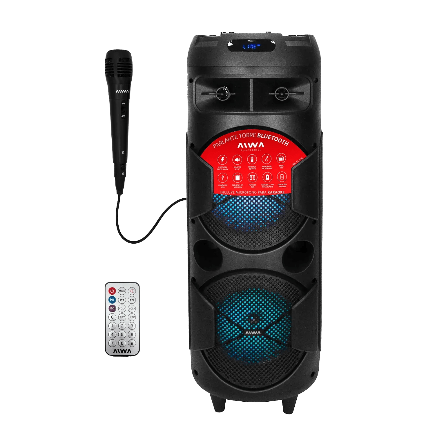 Parlante Torre Aiwa Linea Party AW-T600D 6000 W PMPO